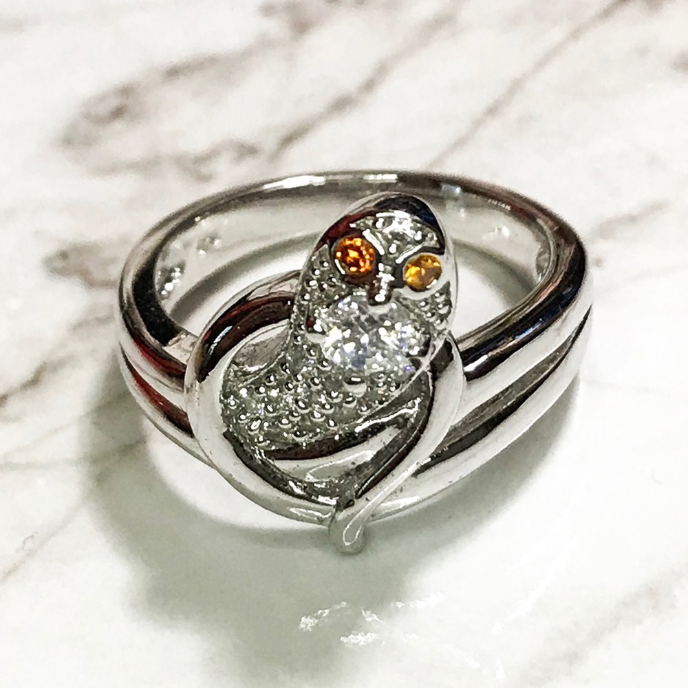 NEW 14K White Gold on Sterling Silver Snake Ring